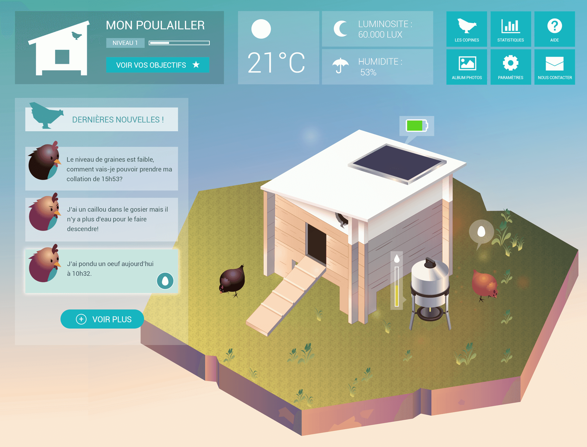 Eggs iting poulailler interface